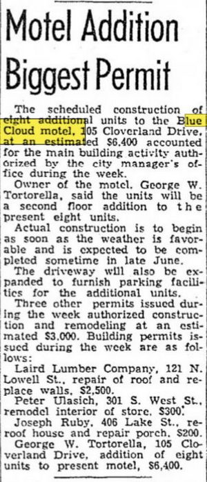 Love Hotels Timberline By OYO Lake Superior (Blue Cloud Motel) - Mar 1957 Permit For Expansion (newer photo)